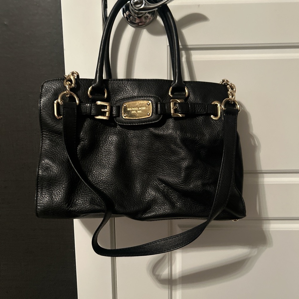 Michael Kors Black Shoulder Bag with Gold Accents